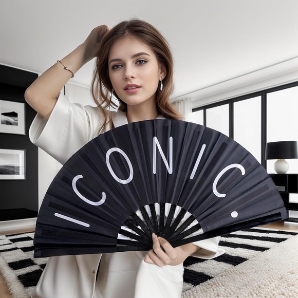 Large Handheld Folding Fan with Sayings - Picture 2 of 6